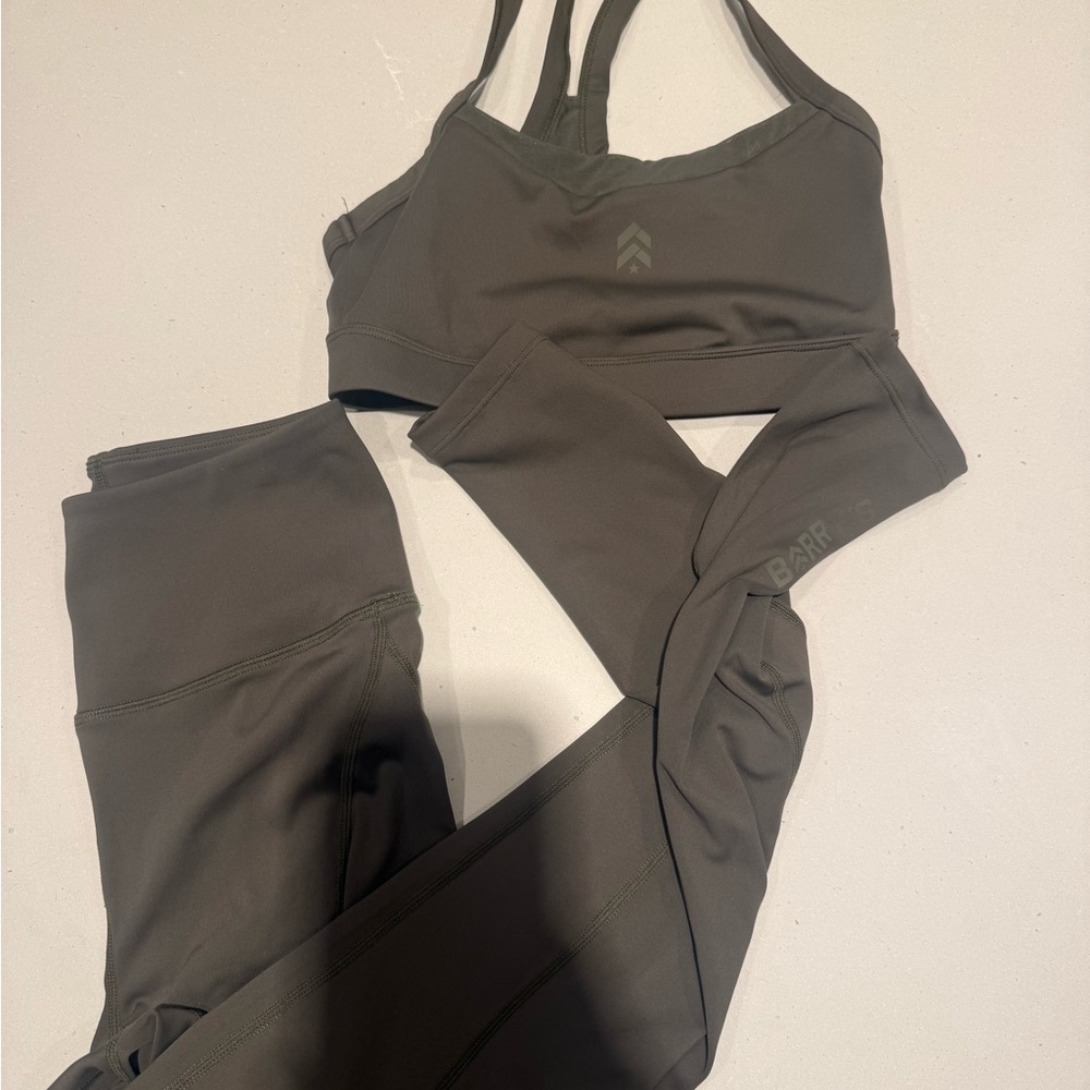 Olive Green Leggings and Sports Bra Set